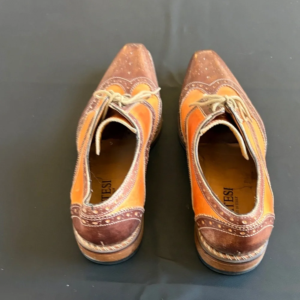 Pratesi Made in Italy Two Tone Leather Wingtip Oxfords EU 43 US 10